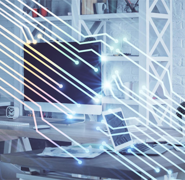 High-tech concept overlaying office